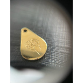 PS11760894 – Lot de 1 Pendentif Fleur Mois de Janvier 13.9mm – Acier Inoxydable Doré