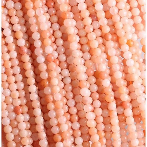 Perles Rondes 2 mm Aventurine Rose Pêche