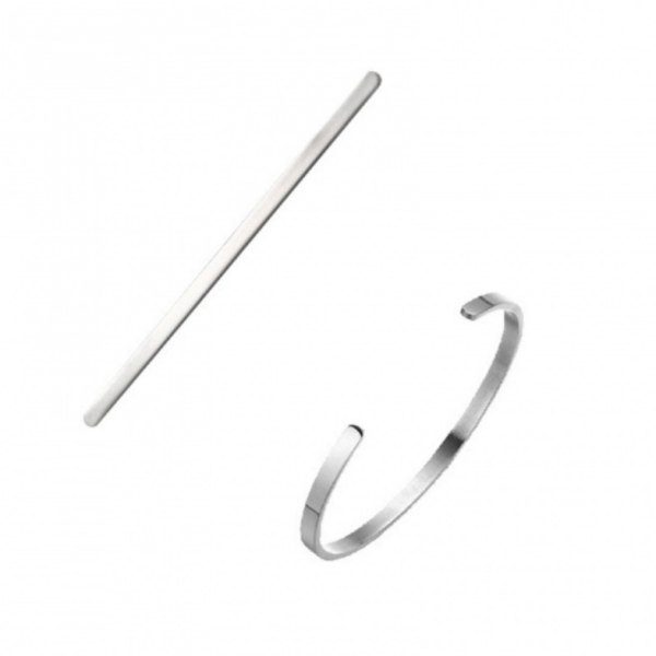 Support de Bracelet à former 15.2 par 0.40cm à personnaliser avec poinçons Acier Inoxydable finition Argenté