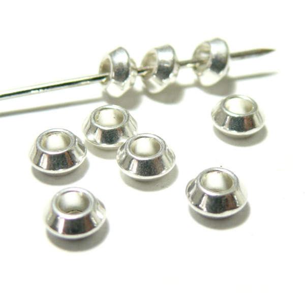 Perles intercalaires RONDELLES Toupie bicône 6mm métal couleur Argent Platine