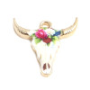 Pendentifs Buffalo, Buffle Tete Vache Boho Chic style emaillé 22mm metal couleur Doré