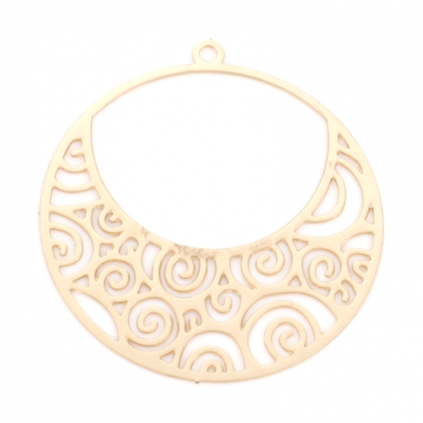 Estampes pendentif filigrane Spirale dans Cercle 25mm métal finition Doré