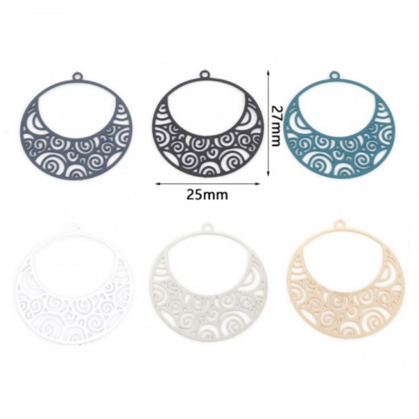 Estampes pendentif filigrane Spirale dans Cercle 25mm métal finition Bleu Vert Pétrole