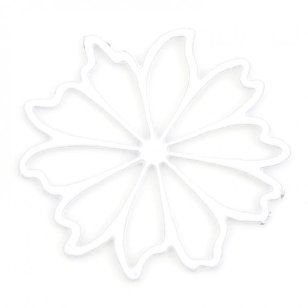 Estampes pendentif filigrane Fleur 17mm métal finition Blanc