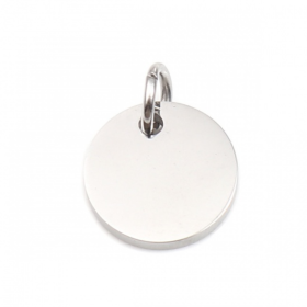 Médaillons avec anneau 10mm  Argenté en Acier Inoxydable 304 - peut être personnalisé avec poinçons