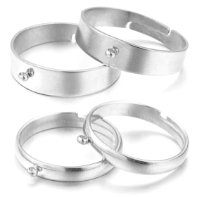 Bagues largeur 5mm avec anneau pour y accrocher une breloque Acier Inoxydable finition Argenté Rhodié