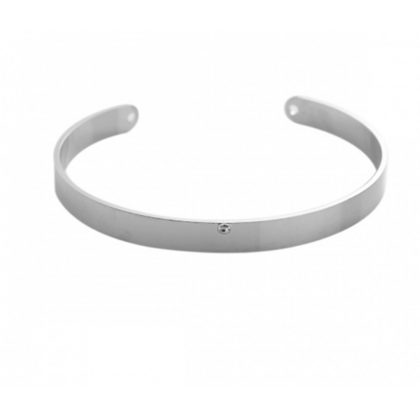 Support bracelet Jonc avec petit anneau Cuivre couleur Argent Platine Rhodié