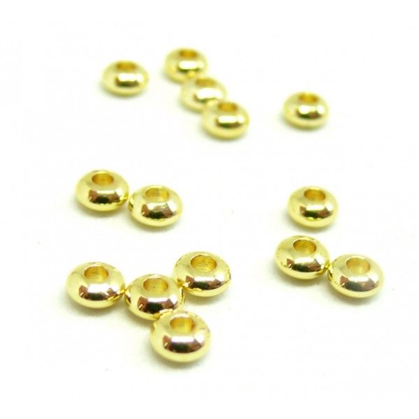 Perles intercalaires Rondelles 3.5mm en Acier Inoxydable finition Doré