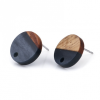 Supports de boucle d'oreille Puce Bois et résine avec attache 14mm  et embouts plastique