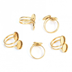 Support de Bague double 12mm Acier Inoxydable 304 finition Doré 18KT