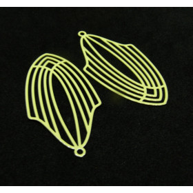 AE113282 PAX 2 Estampes, pendentif,  filigrane, Art Déco 40mm, coloris Jaune Pale