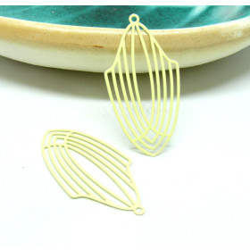 AE113282 PAX 2 Estampes, pendentif,  filigrane, Art Déco 40mm, coloris Jaune Pale