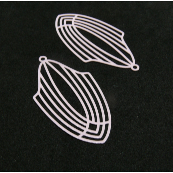 Estampes, pendentif,  filigrane, Art Déco 40mm, coloris Rose Pale