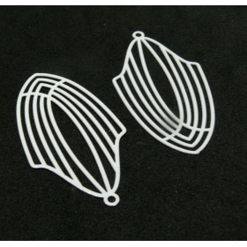 Estampes, pendentif,  filigrane, Art Déco 40mm, coloris Blanc