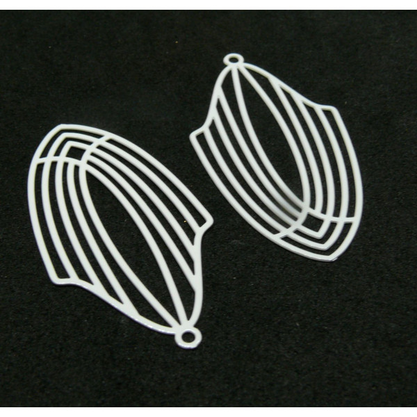 Estampes, pendentif,  filigrane, Art Déco 40mm, coloris Blanc
