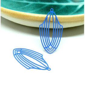 Estampes, pendentif,  filigrane, Art Déco 40mm, coloris Bleu Electrique