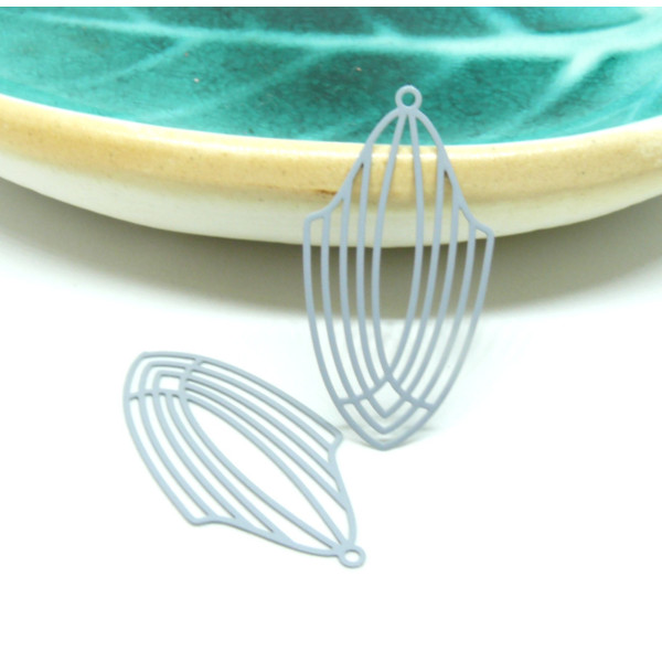 Estampes, pendentif,  filigrane, Art Déco 40mm, coloris Gris