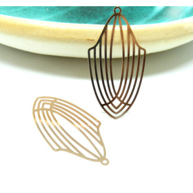 Estampes, pendentif,  filigrane, Art Déco 40mm, coloris Or Rose