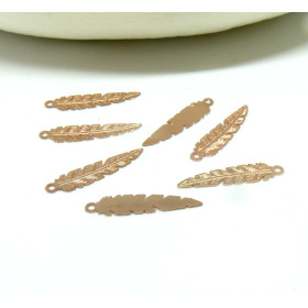 Estampes - pendentif filigrane Plumes 5 par 21mm - laiton coloris Or Rose