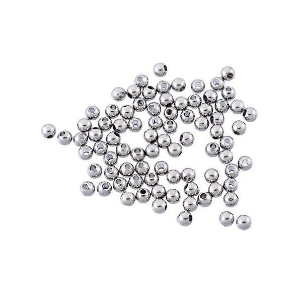 Perles intercalaires Rondes 3mm Trou 1mm en Laiton Argent Platine Placage sous Vide