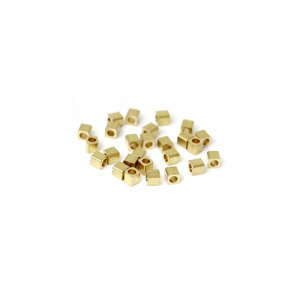 Perles intercalaire CUBE 2.5mm laiton Placage Doré 24KT