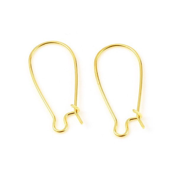 Boucles d'oreille - Dormeuses 19 par 9 mm -  Laiton - Plaqué Or 18KT