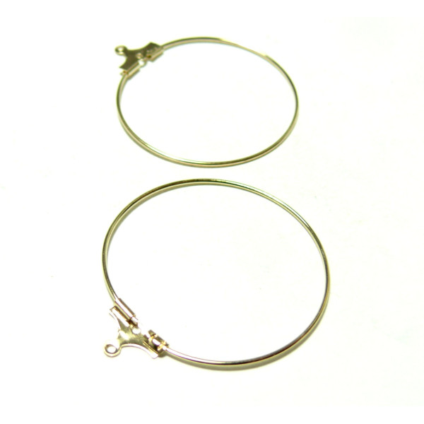 Boucles d'oreilles, Créoles Cintres 20mm, Acier inoxydable finition Doré à l'or fin 18K, PVD
