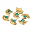 Pendentif Éventail Art Déco 20mm - Vert Malachite en Acier Inoxydable 304 finition Doré