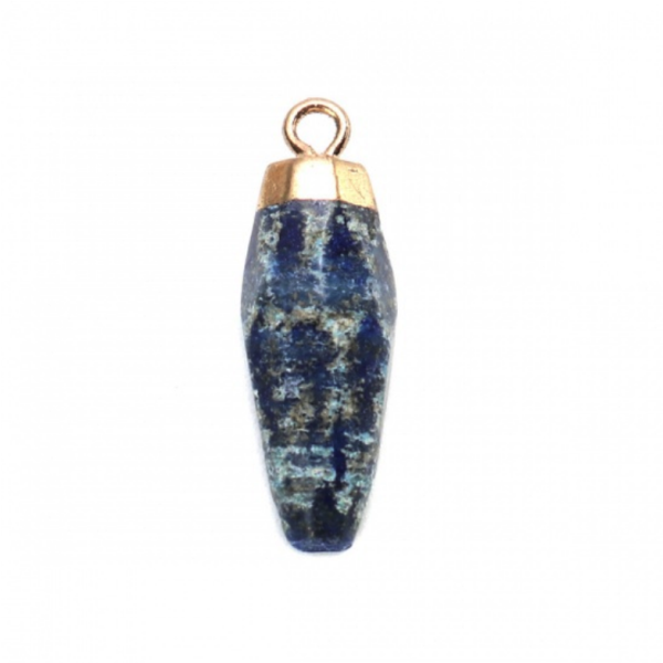 Pendentif Lapis Lazuli 26mm - laiton finition Doré