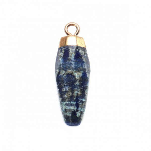 Pendentif Lapis Lazuli 26mm - laiton finition Doré