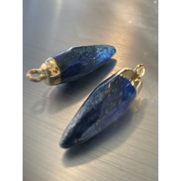 Pendentif Lapis Lazuli 26mm - laiton finition Doré