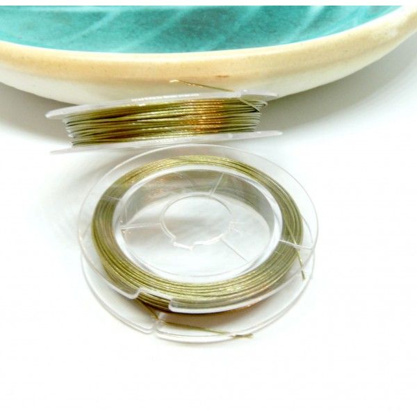 Bobines de Fil Nylon & Acier Inoxydable 0.45 mm – 10 mètres – Finition Doré Ambre