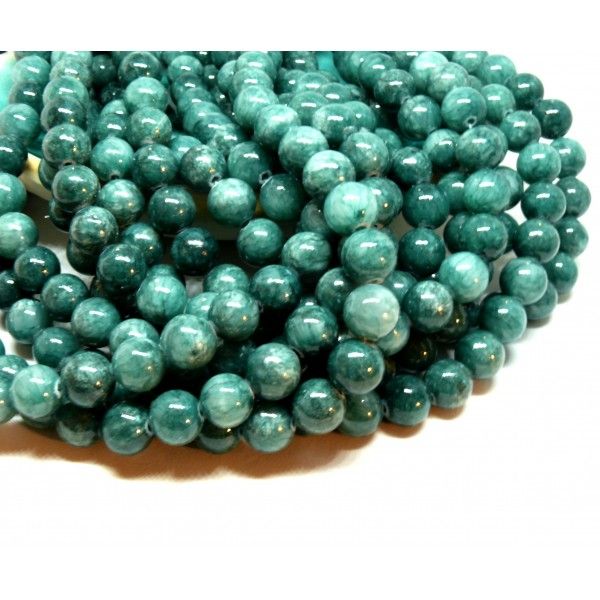 Perles rondes Jade Mashan Vert Pétrole 10 mm