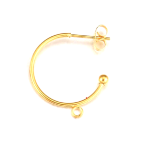 Boucles d'oreille Créoles 17mm avec 1 Anneau Ouvert et petite boule en Acier Inoxydable  304 coloris Doré