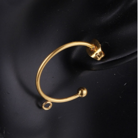 Boucles d'oreille Créoles 17mm avec 1 Anneau Ouvert et petite boule en Acier Inoxydable  304 coloris Doré