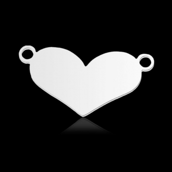 Connecteur Cœur 19mm Acier Inoxydable 304 finition Argenté Rhodié