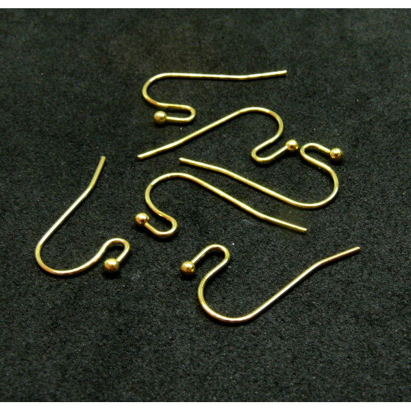 Boucles d'oreille crochet  22mm avec Bille Laiton finition Doré