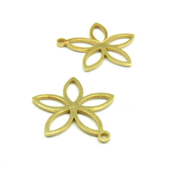Pendentifs  Fleur 20mm Acier Inoxydable 304 finition Doré
