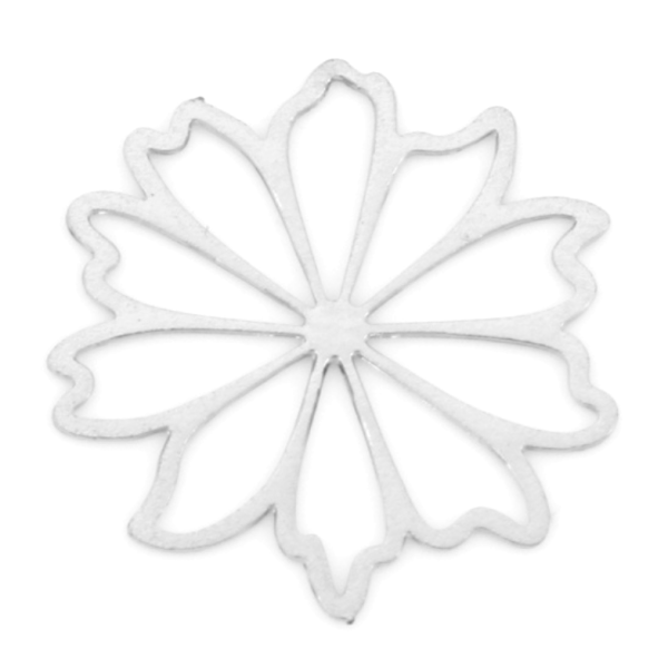 Estampes pendentif filigrane Fleur 17mm métal finition Argent Platine