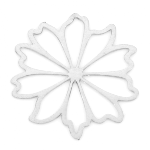 Estampes pendentif filigrane Fleur 17mm métal finition Argent Platine