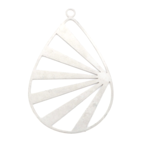 Estampes pendentif filigrane grande Goutte Soleil 47mm métal finition Argent Platine