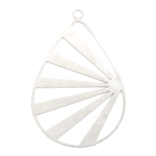 Estampes pendentif filigrane grande Goutte Soleil 47mm métal finition Argent Platine