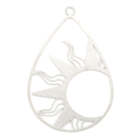 Estampes pendentif filigrane grande Goutte Soleil 47mm métal finition Argent Platine