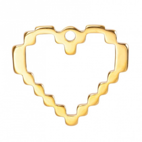 Pendentifs breloques Coeur Pixel Art 25 mm, Acier Inoxydable 304 finition Doré