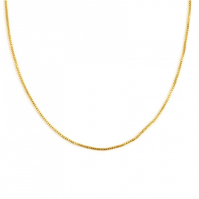 Tour de cou, Collier chaîne 46cm maille Vénitienne 1mm  en Cuivre finition Doré 18KT