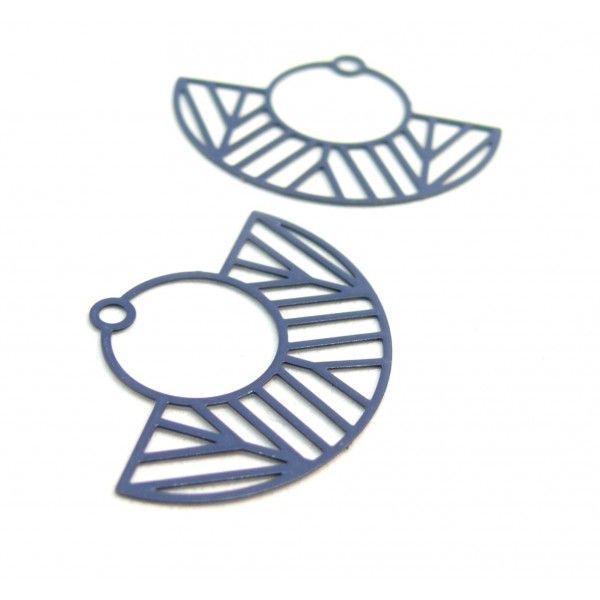 Estampes pendentif filigrane demi cercle Art  Déco  Bleu Gris