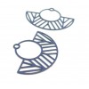 Estampes pendentif filigrane demi cercle Art  Déco  Bleu Gris