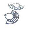 Estampes Pendentif Filigrane Demi-Cercle Art Déco Bleu Gris 23x30mm