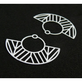 Estampes pendentif filigrane demi cercle Art  Déco BLANC 23 par 30mm