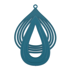 Estampes pendentif filigrane Double Gouttes Art Déco Bleu Canard 43mm